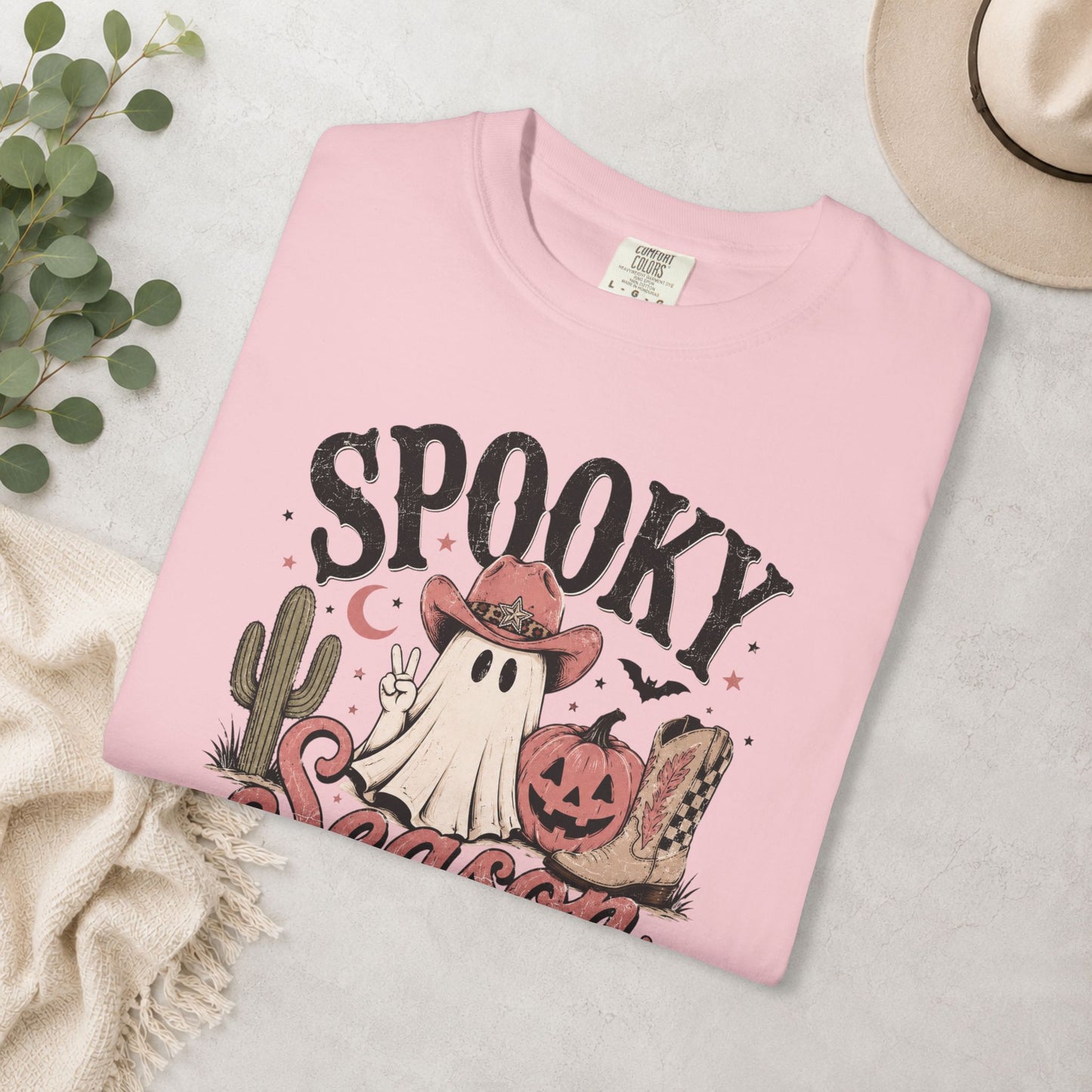 Spooky Season Cowgirl Ghost Comfort ColorsĀ® Tee