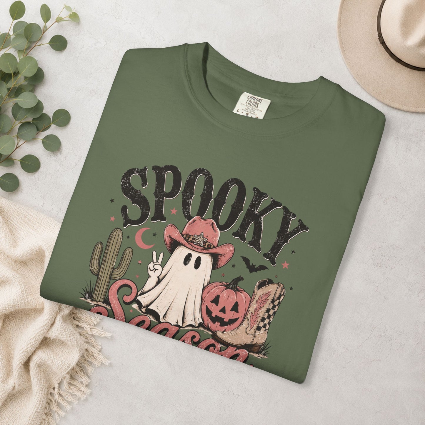 Spooky Season Cowgirl Ghost Comfort Colors® Tee