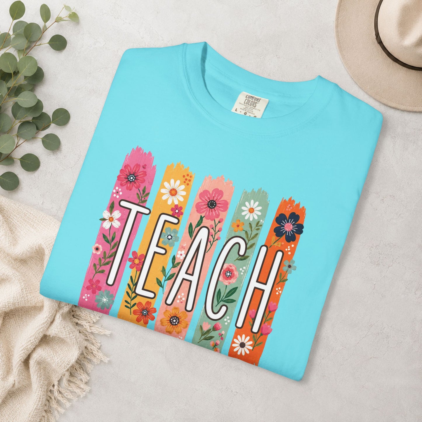 Teach Floral Comfort Colors® Tee