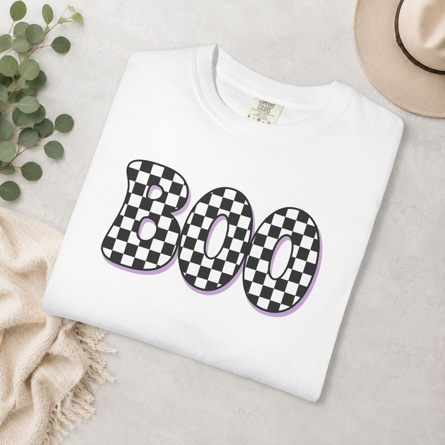 BOO Checkered Comfort Colors® Tee
