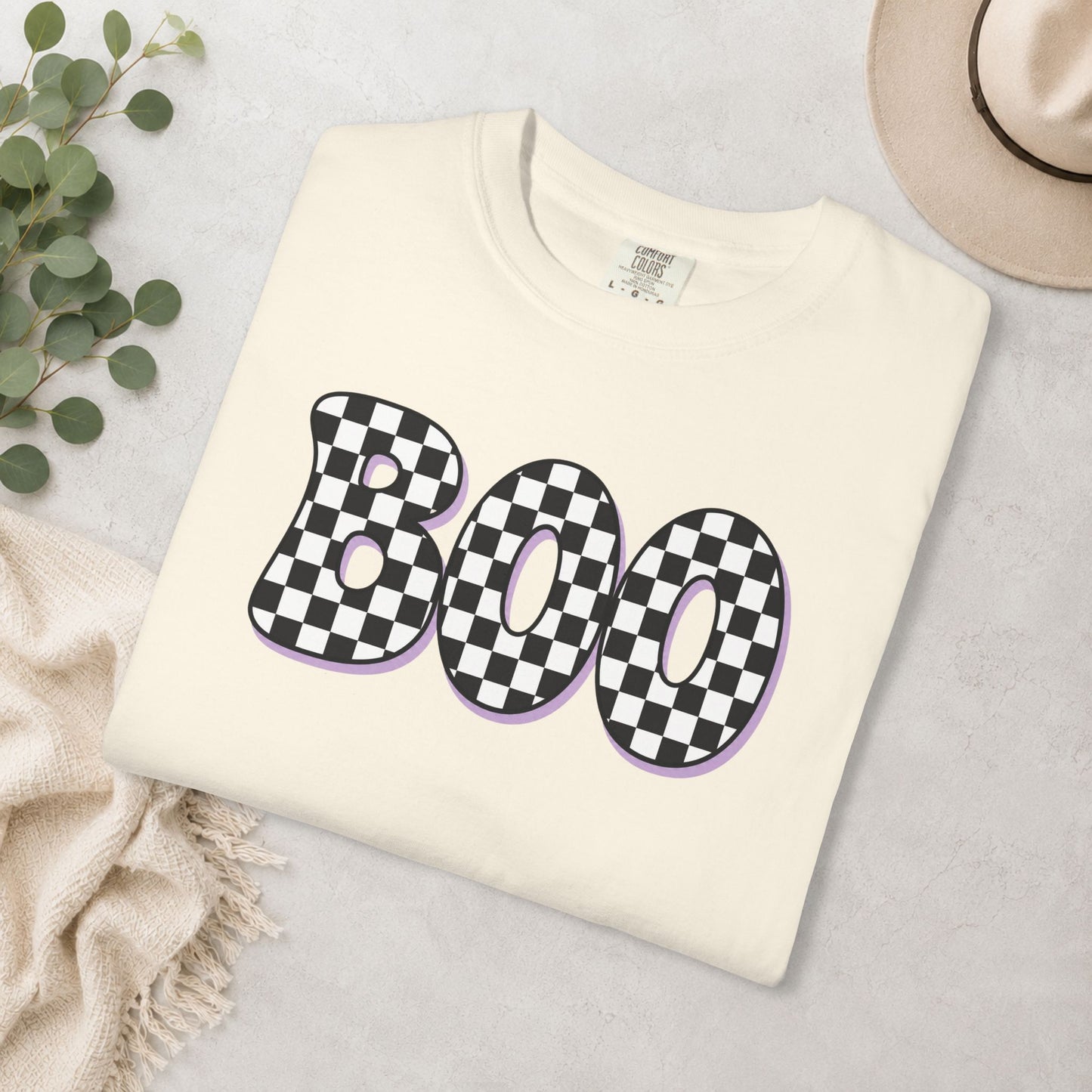 BOO Checkered Comfort Colors® Tee