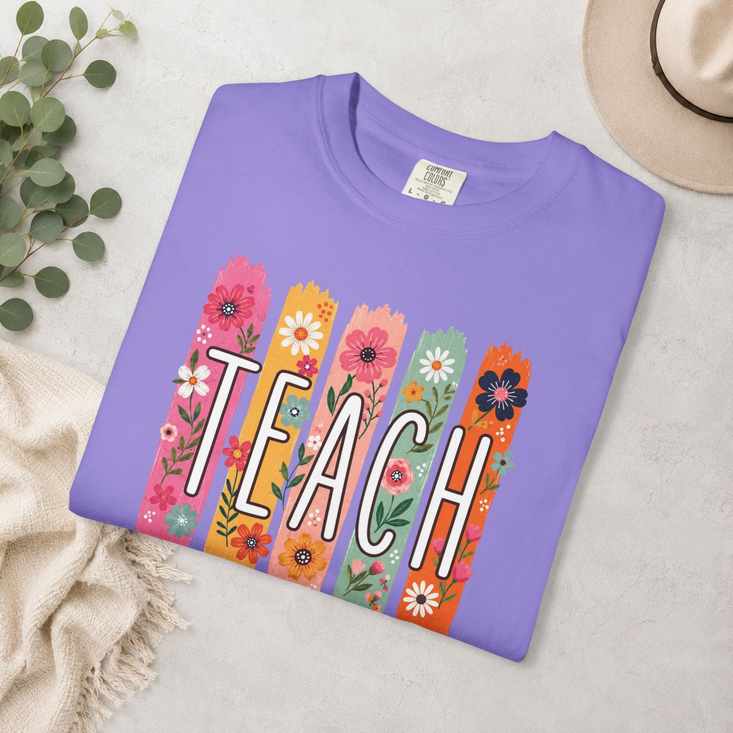 Teach Floral Comfort Colors® Tee