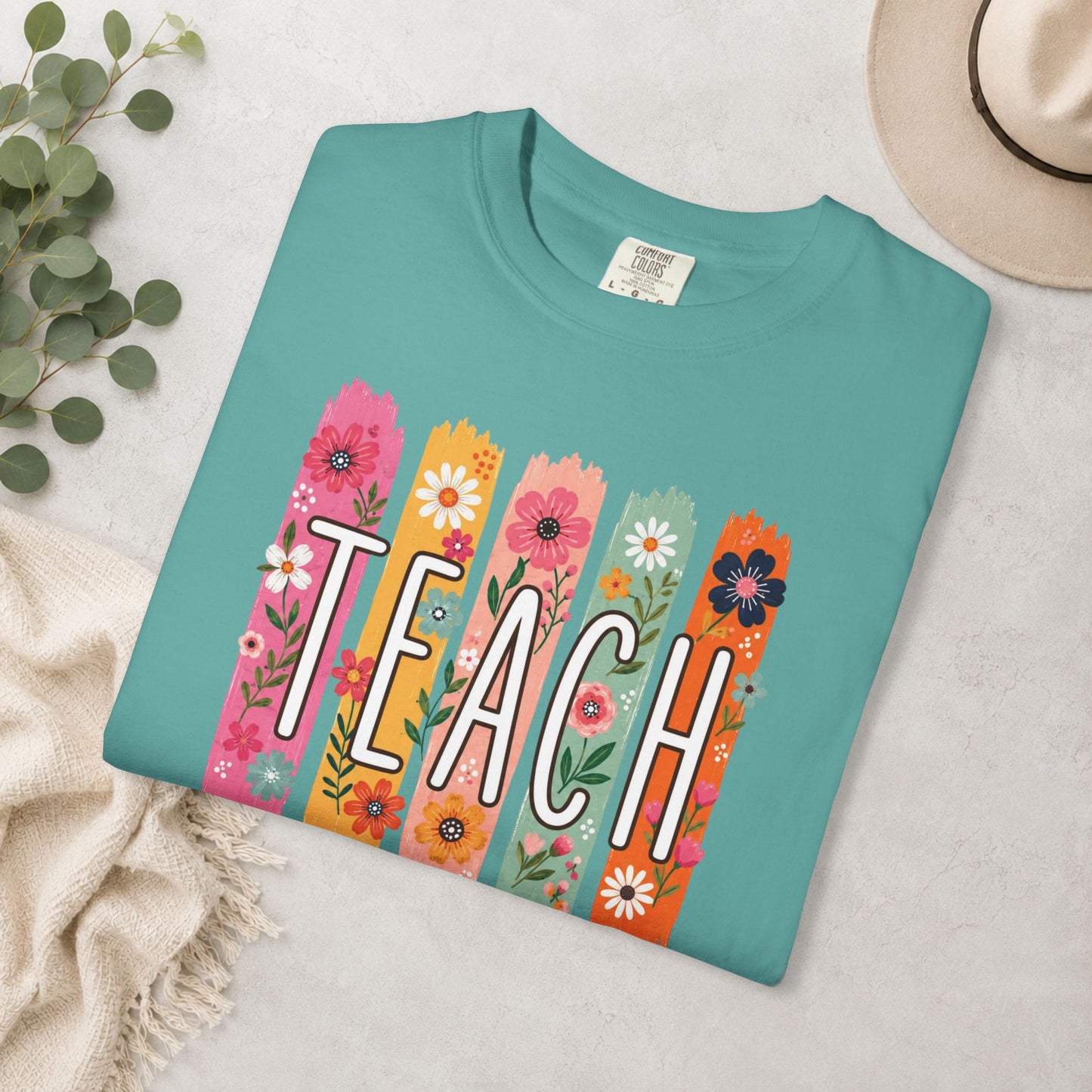 Teach Floral Comfort Colors® Tee