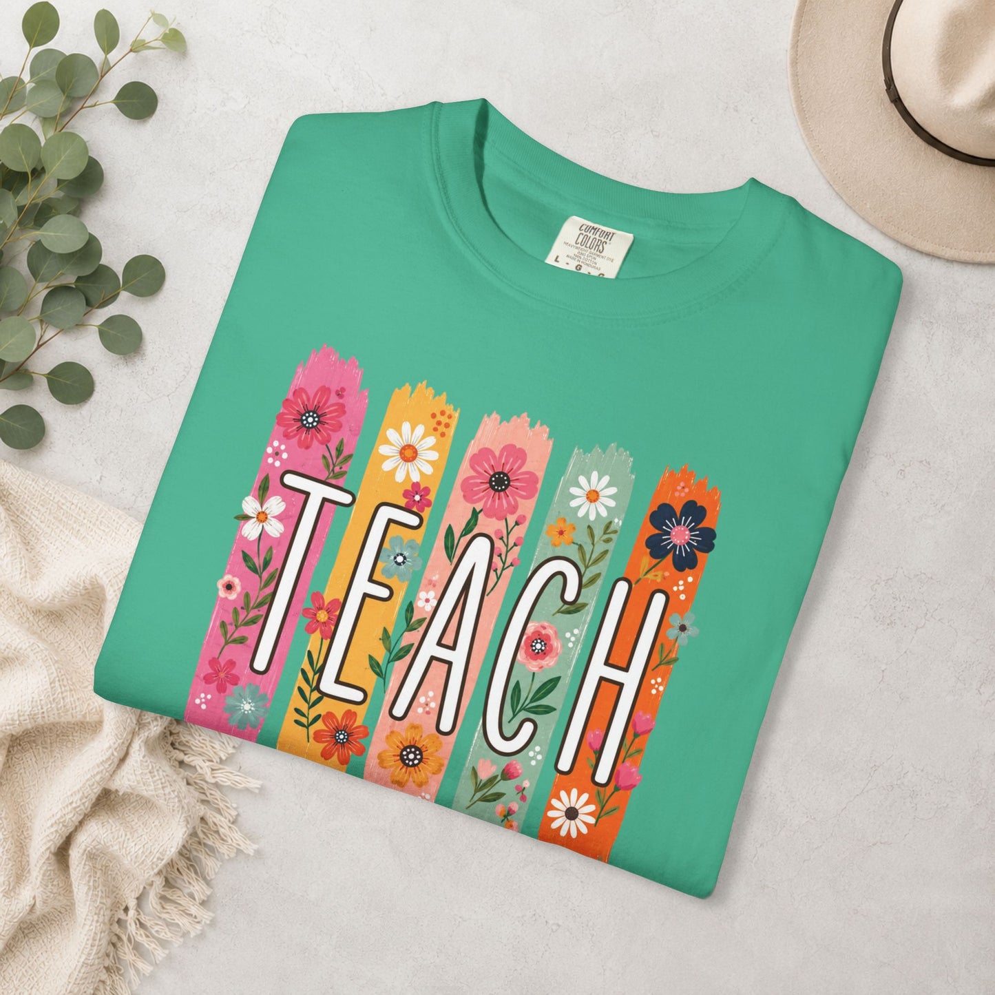 Teach Floral Comfort Colors® Tee