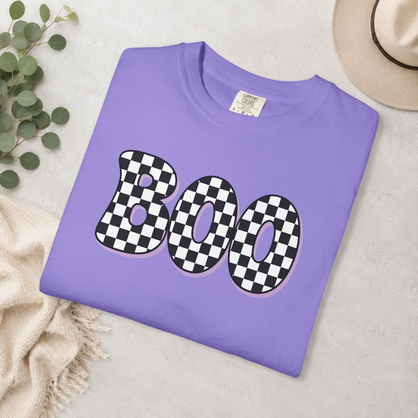 BOO Checkered Comfort Colors® Tee
