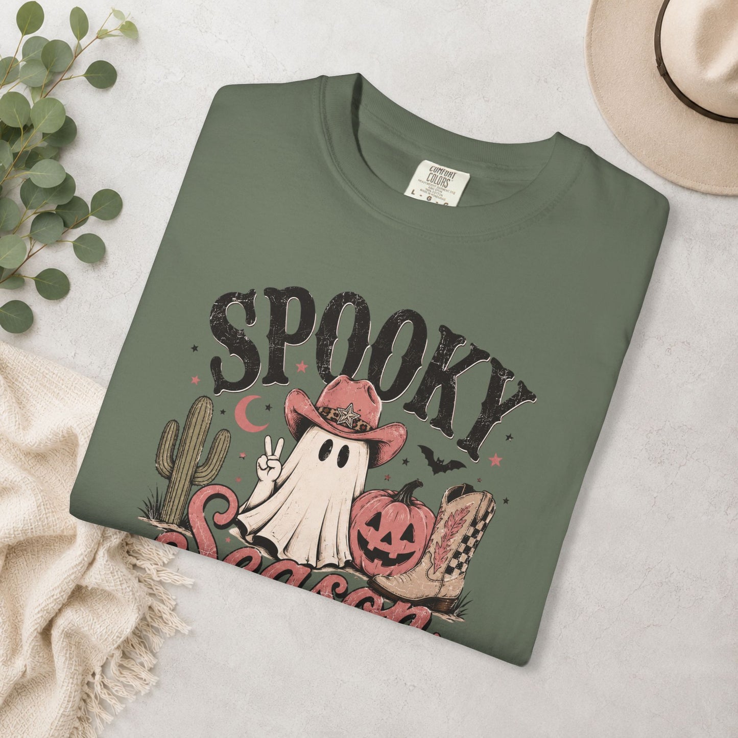 Spooky Season Cowgirl Ghost Comfort Colors® Tee