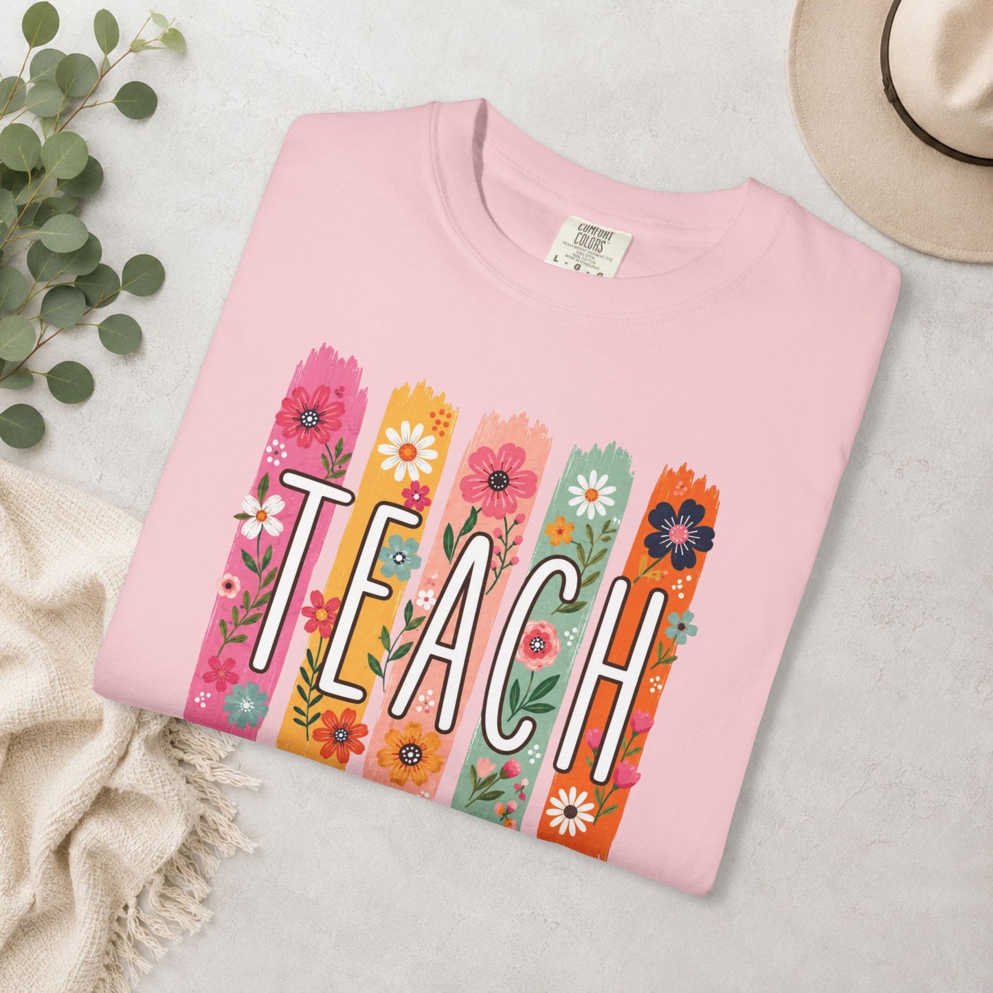 Teach Floral Comfort Colors® Tee