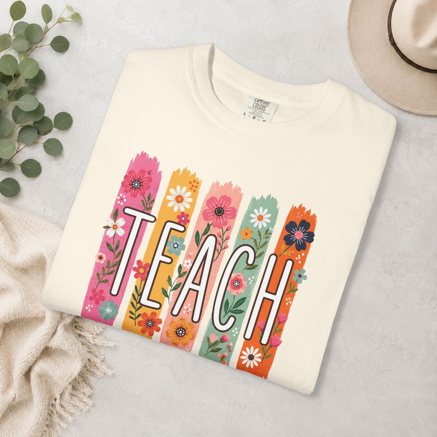 Teach Floral Comfort Colors® Tee