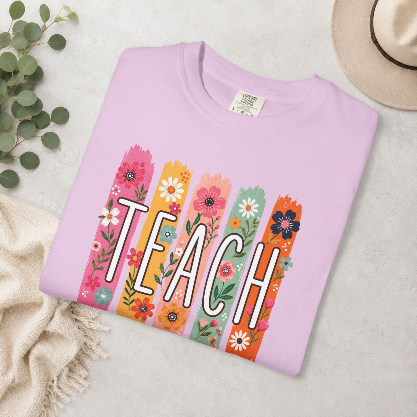 Teach Floral Comfort Colors® Tee