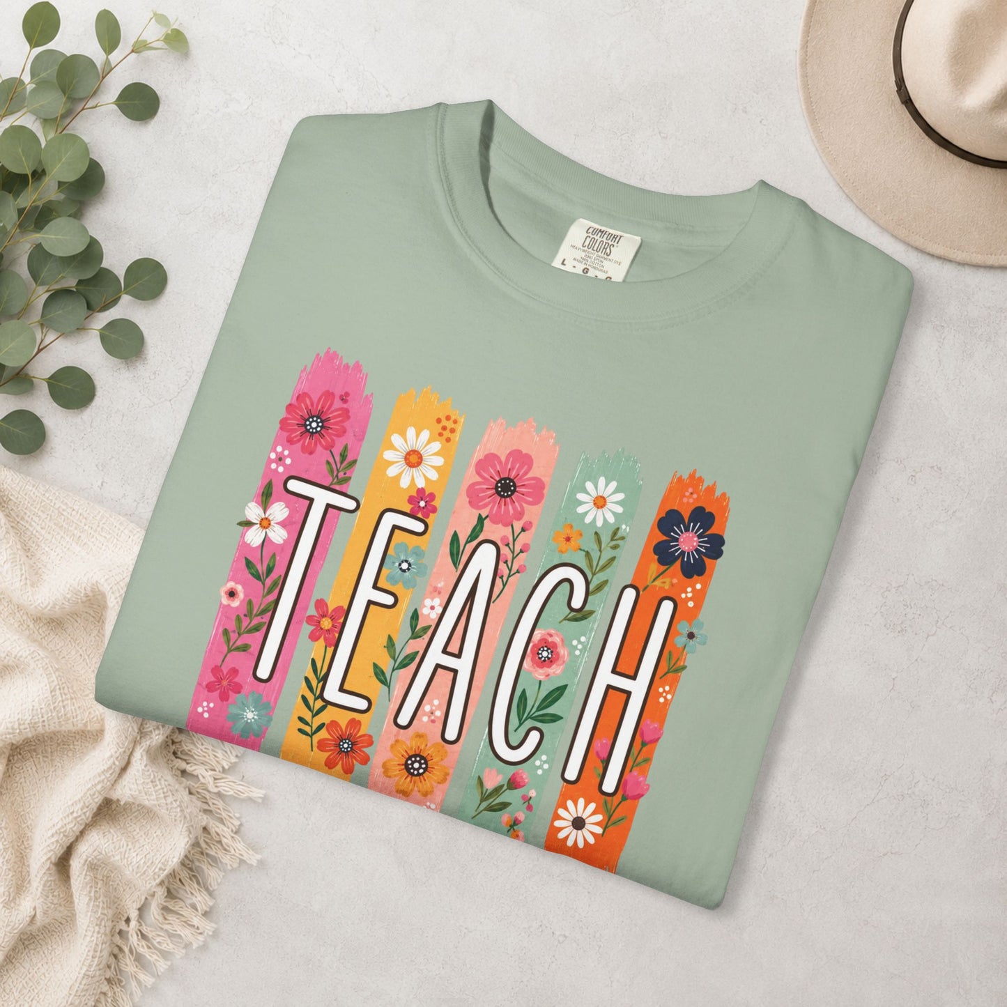 Teach Floral Comfort Colors® Tee