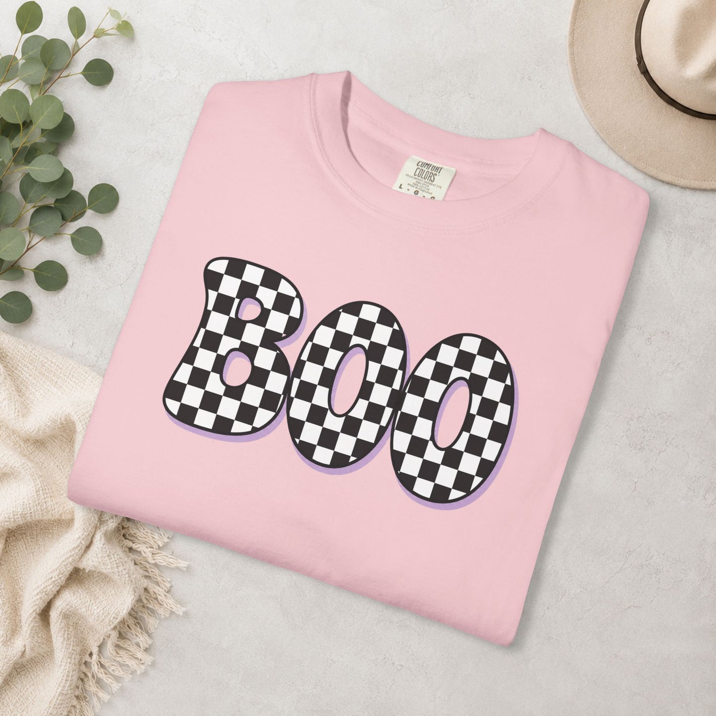 BOO Checkered Comfort Colors® Tee