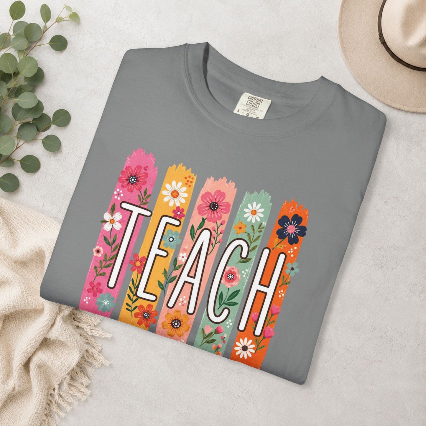 Teach Floral Comfort Colors® Tee