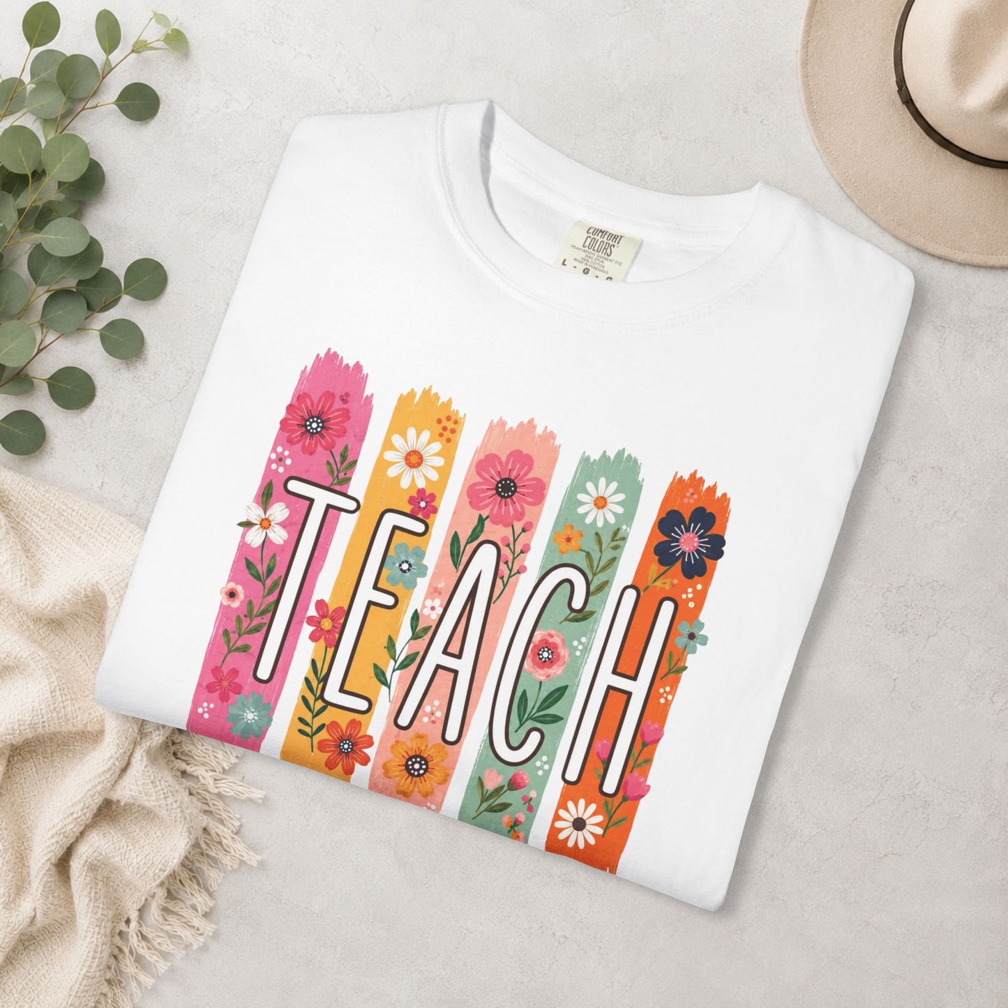 Teach Floral Comfort Colors® Tee