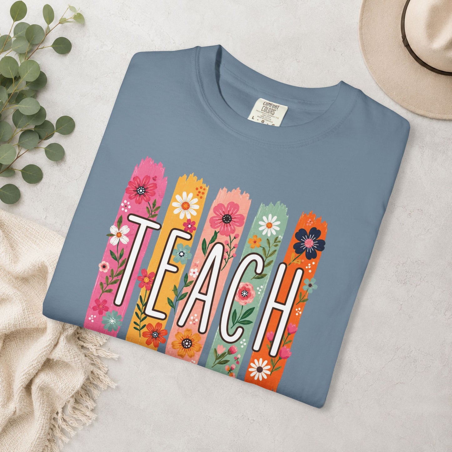 Teach Floral Comfort Colors® Tee