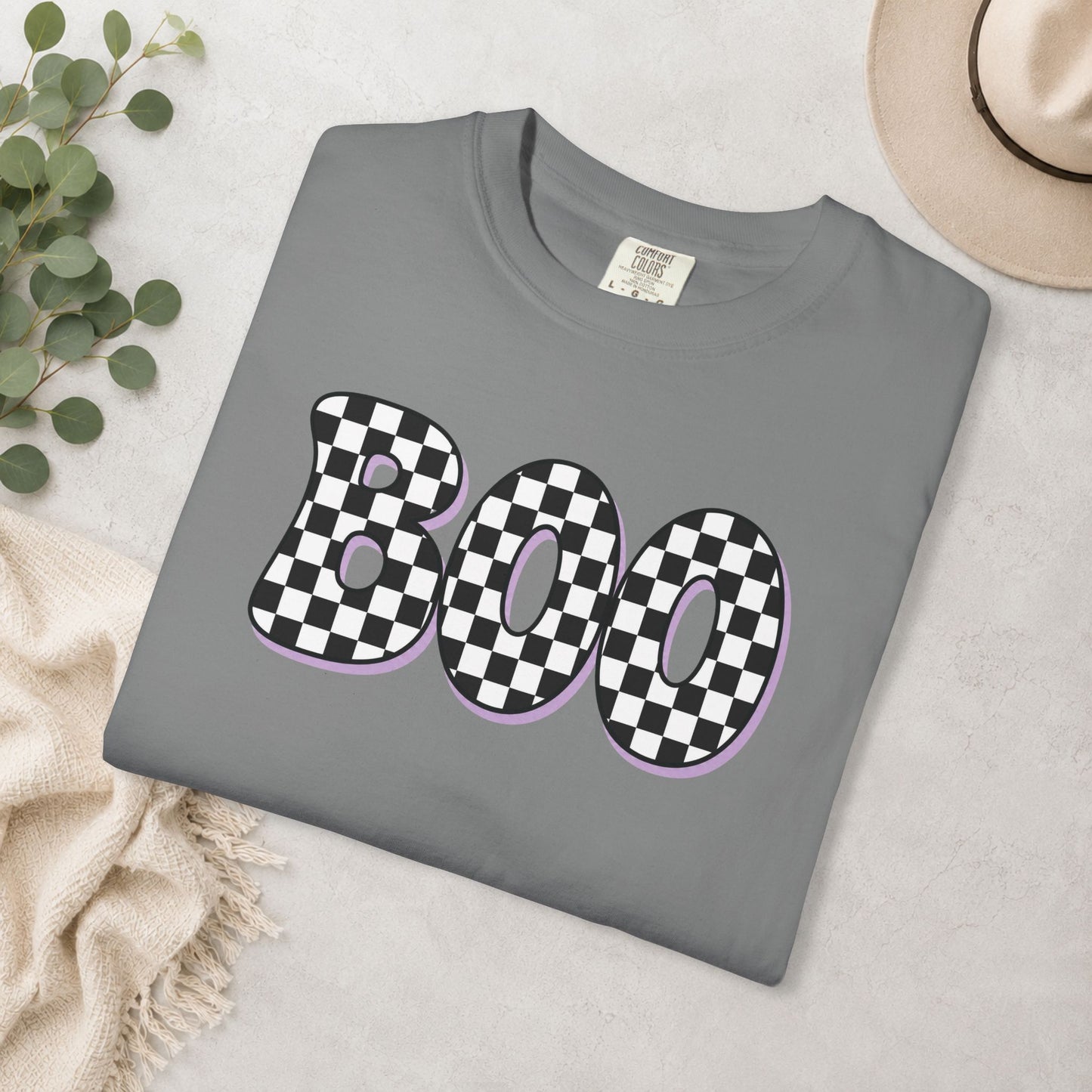 BOO Checkered Comfort Colors® Tee