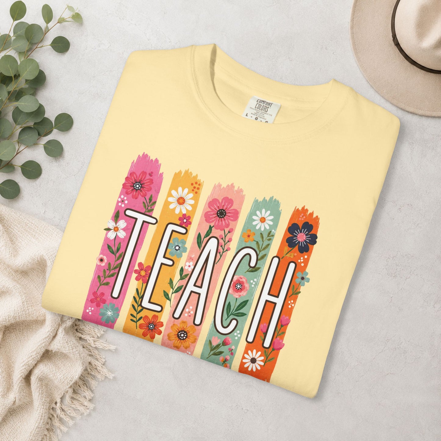 Teach Floral Comfort Colors® Tee