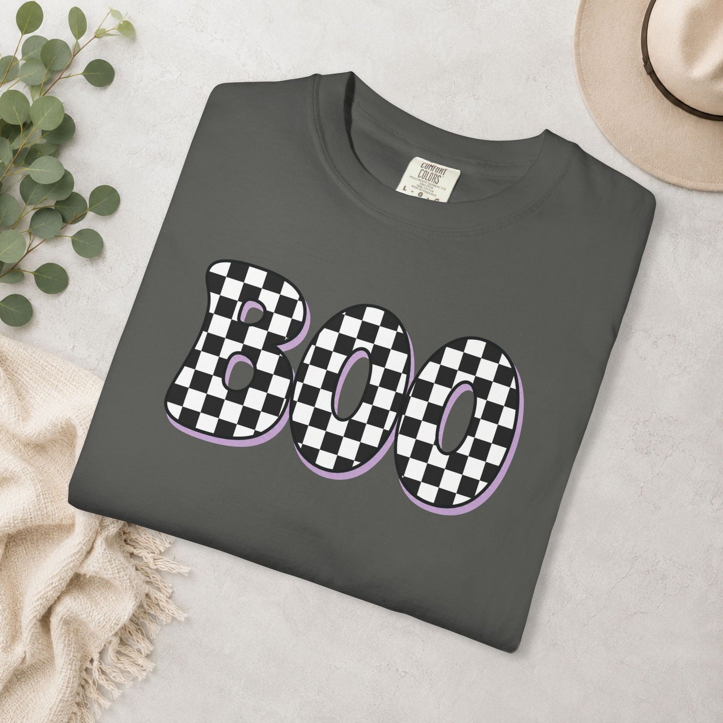 BOO Checkered Comfort Colors® Tee