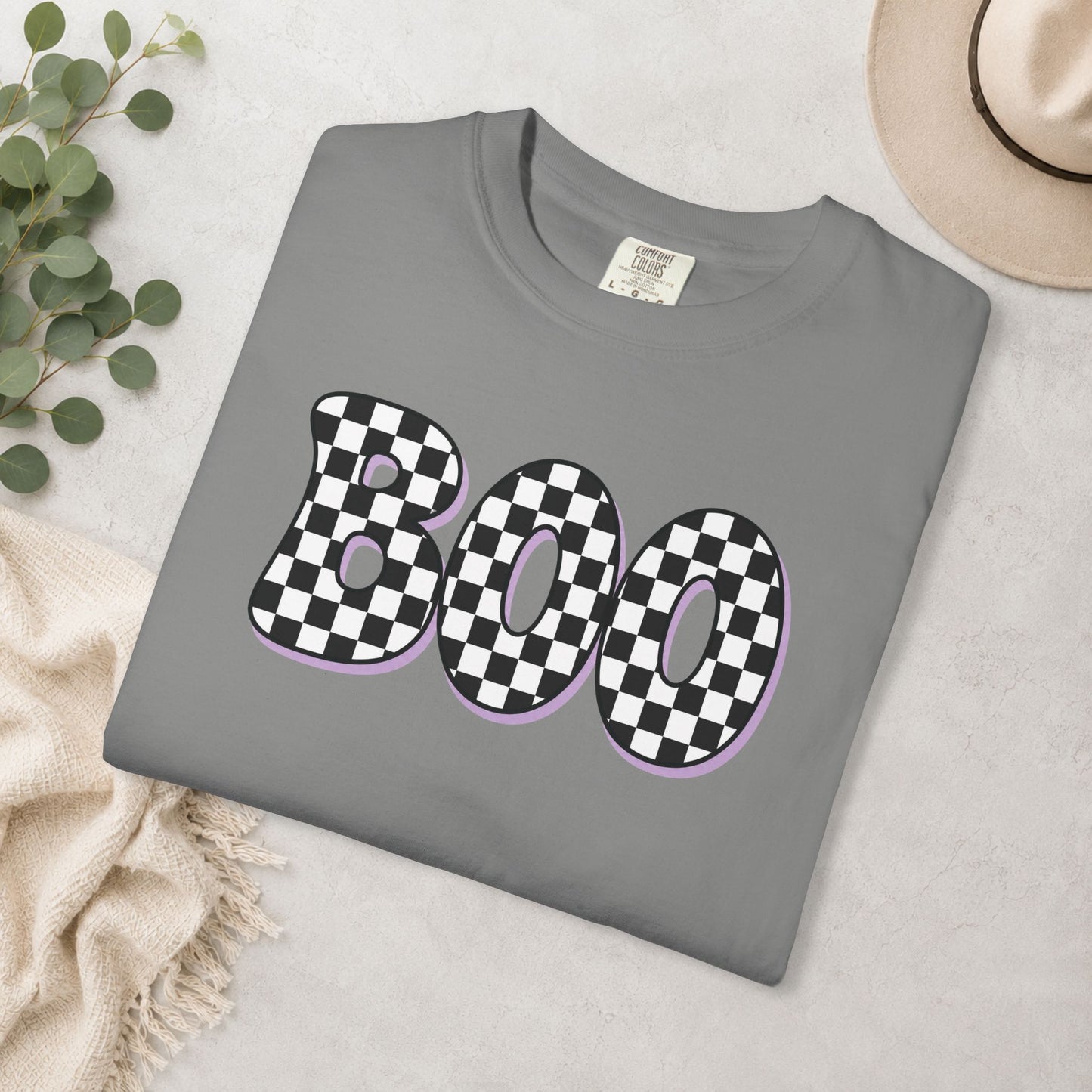 BOO Checkered Comfort Colors® Tee
