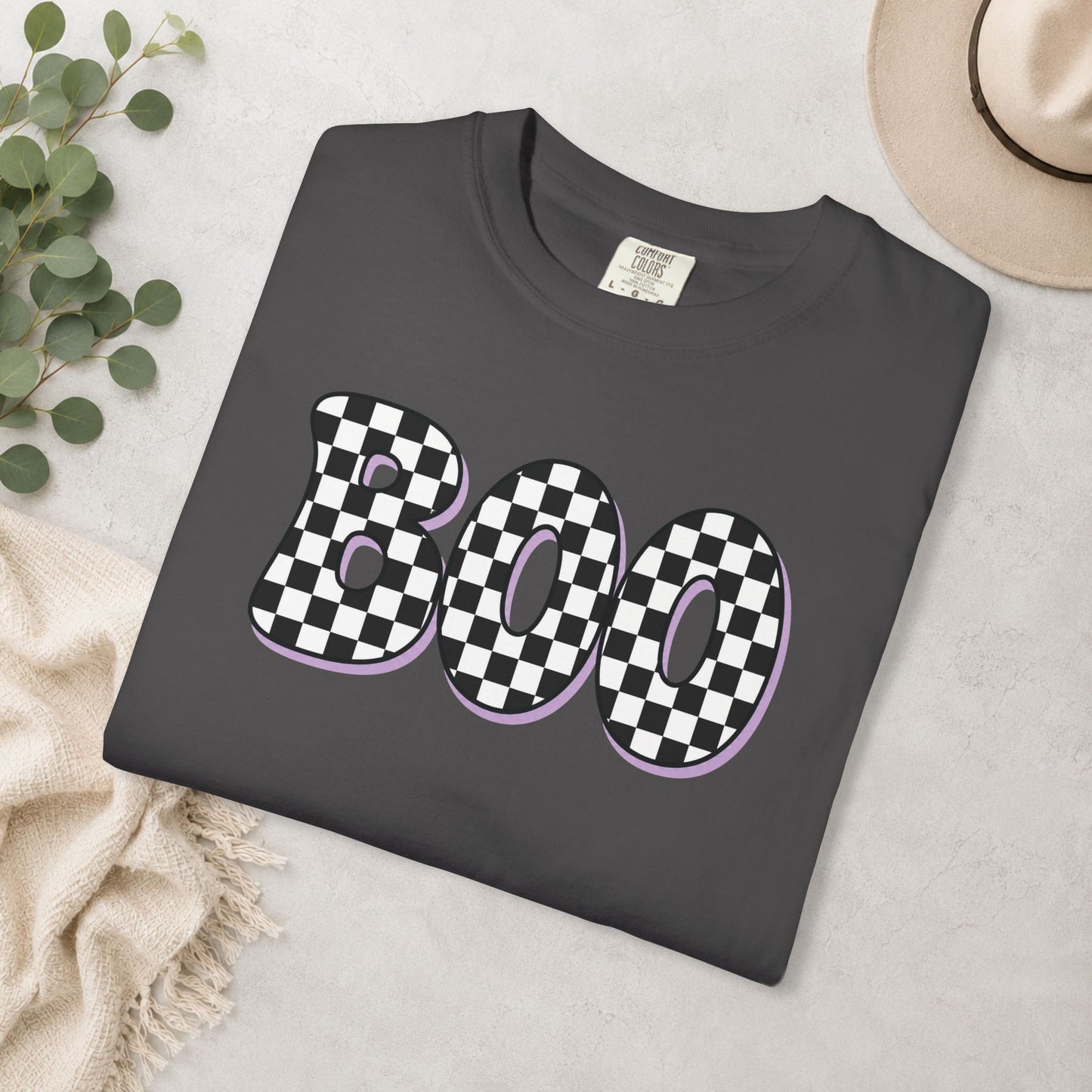 BOO Checkered Comfort Colors® Tee
