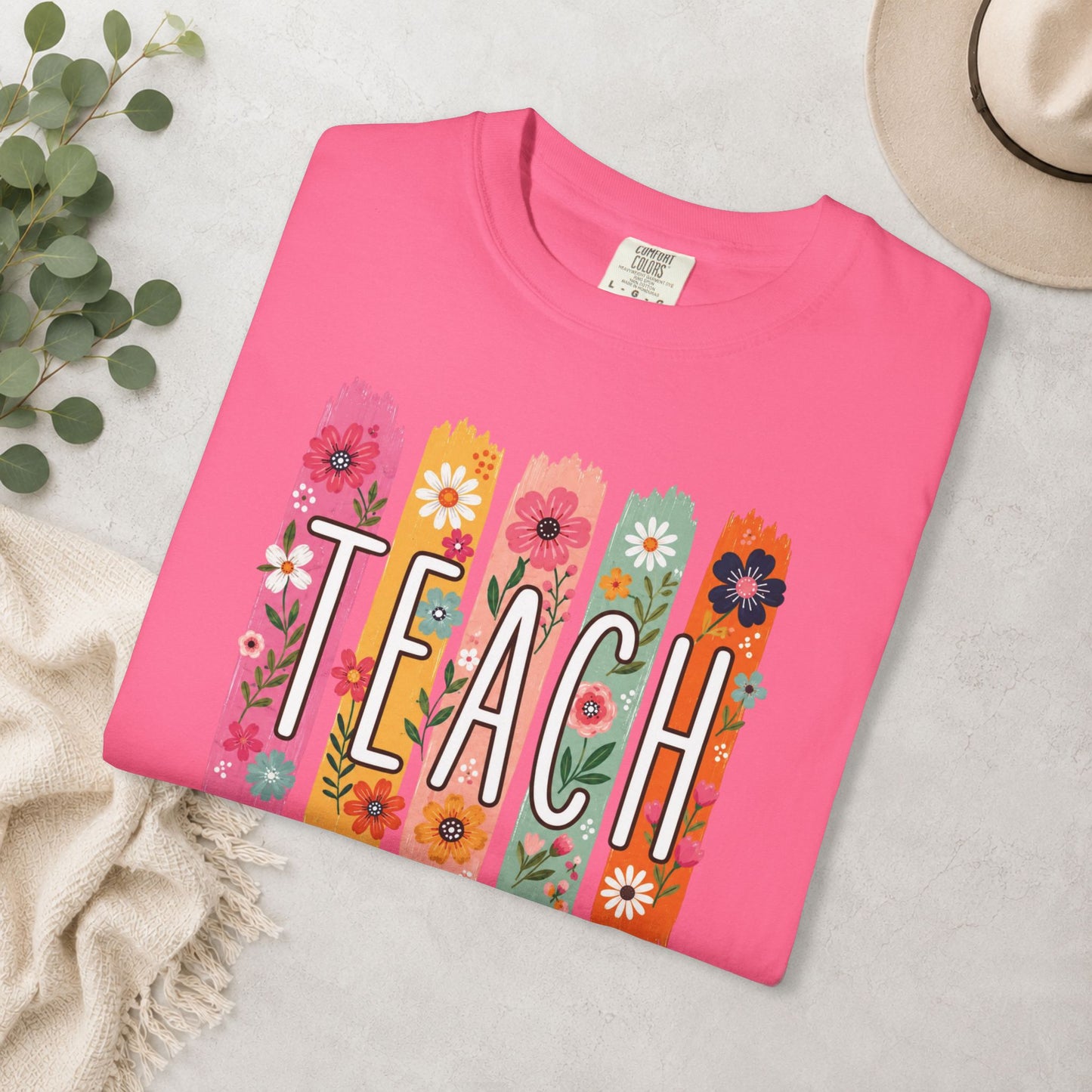 Teach Floral Comfort Colors® Tee