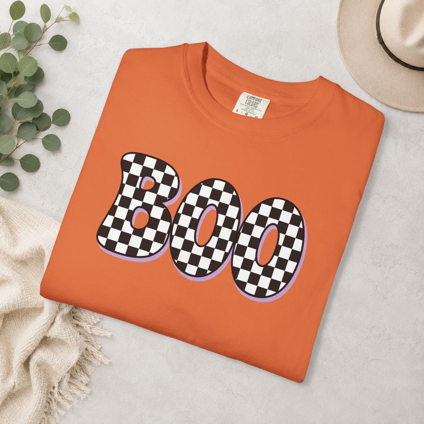 BOO Checkered Comfort Colors® Tee