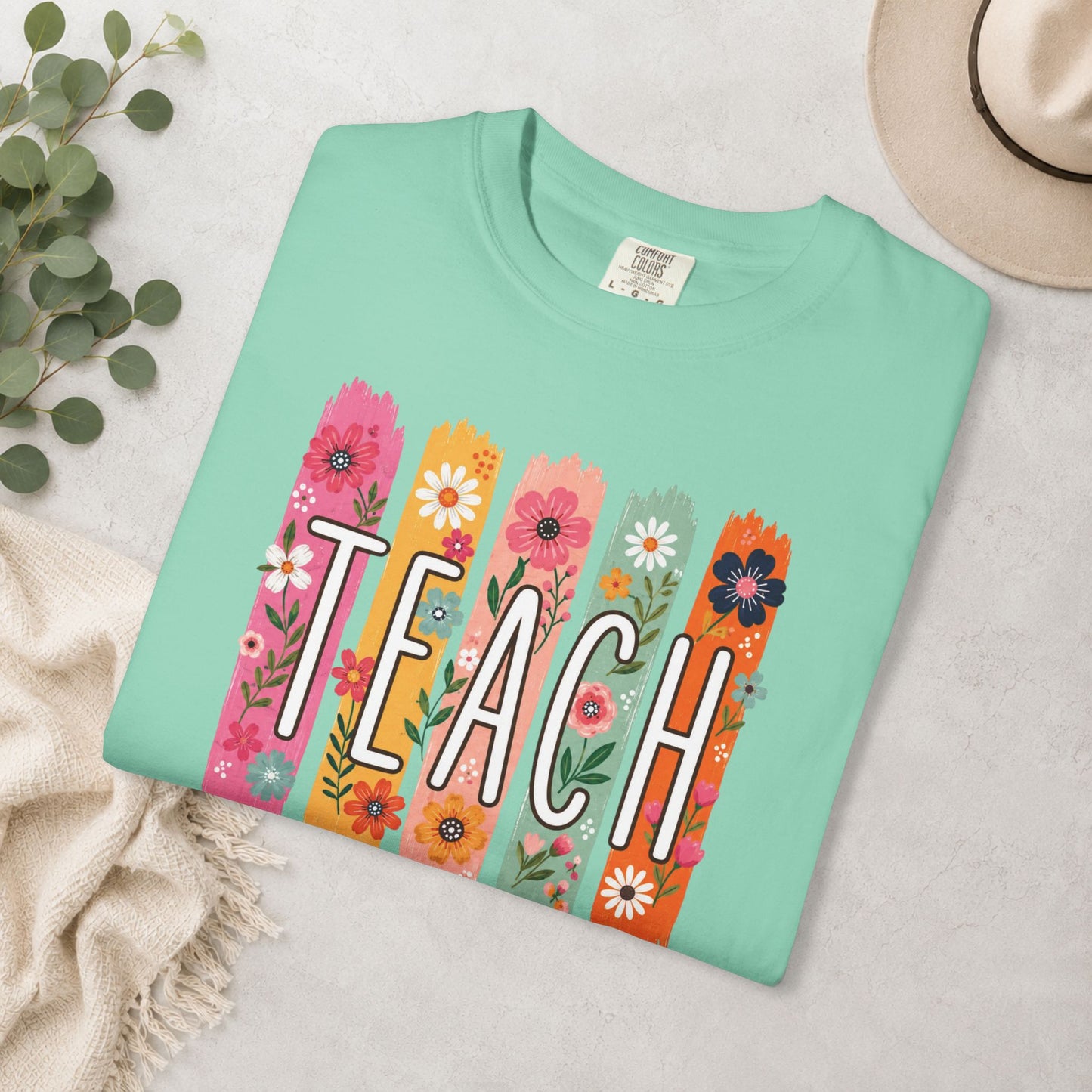 Teach Floral Comfort Colors® Tee