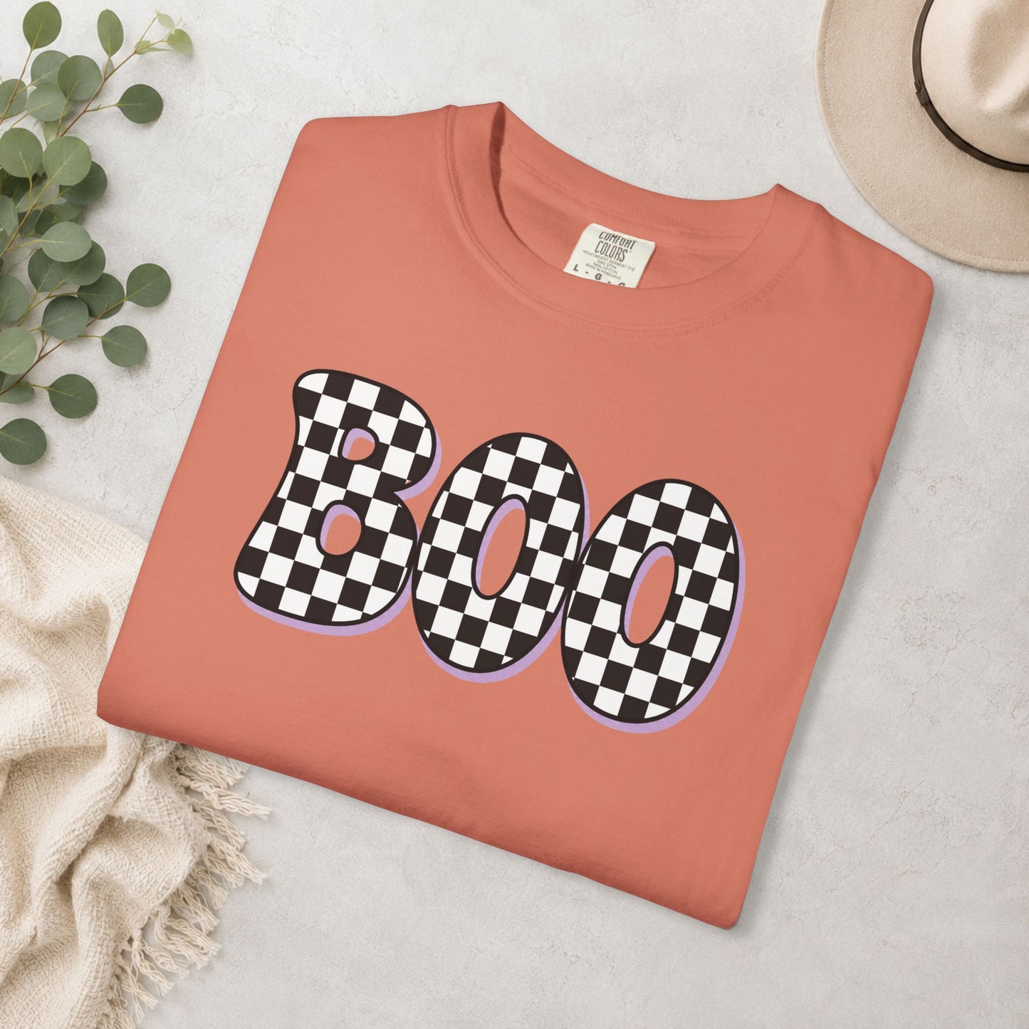 BOO Checkered Comfort Colors® Tee