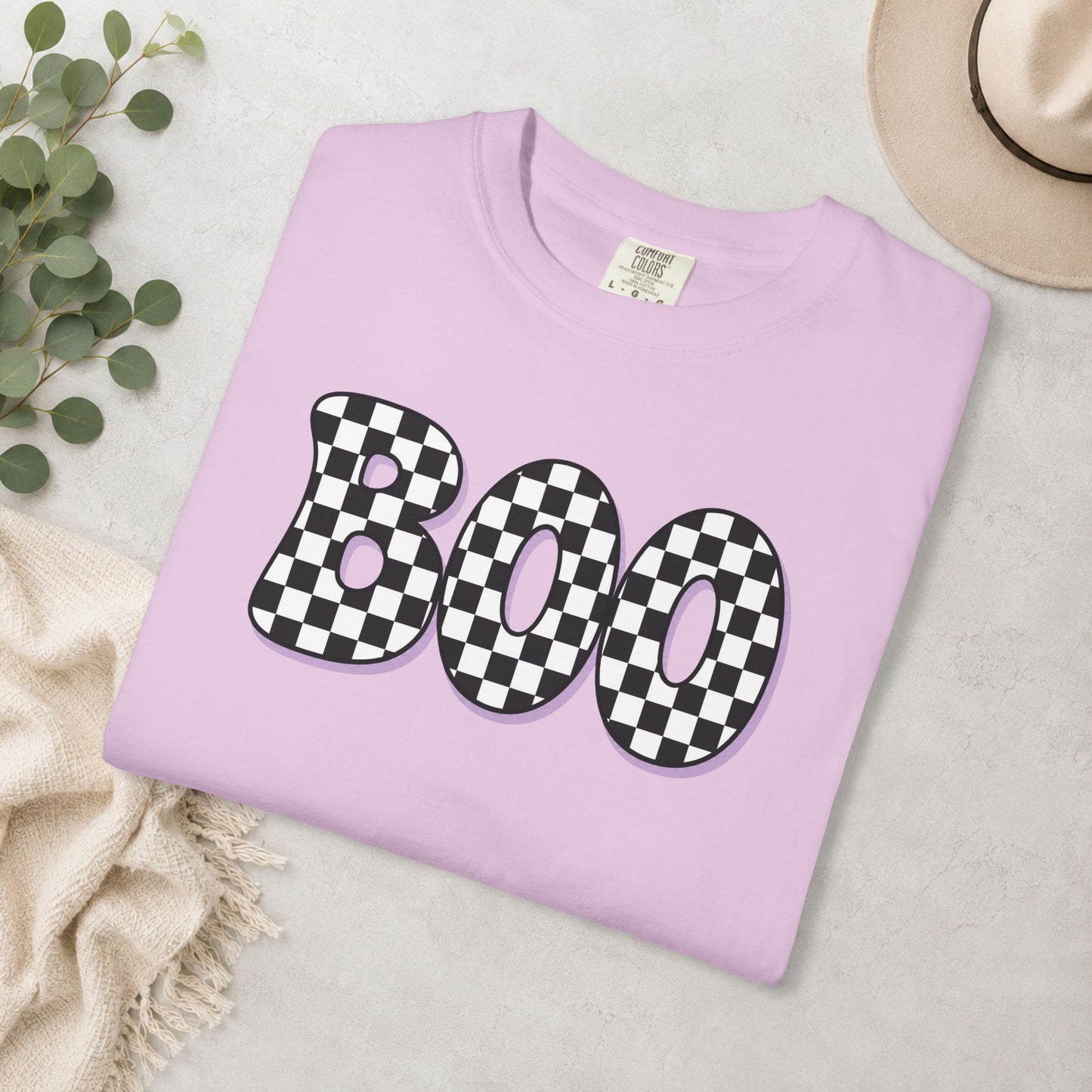 BOO Checkered Comfort Colors® Tee
