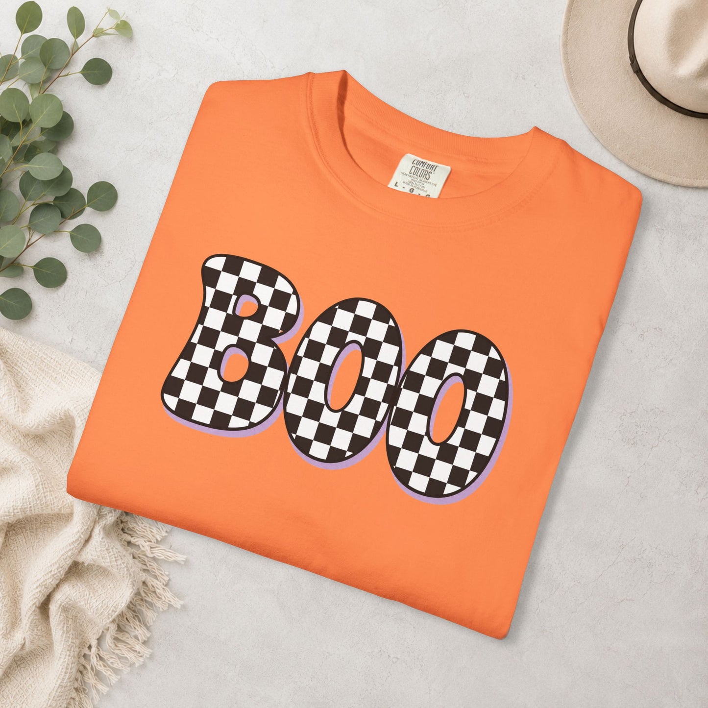 BOO Checkered Comfort Colors® Tee