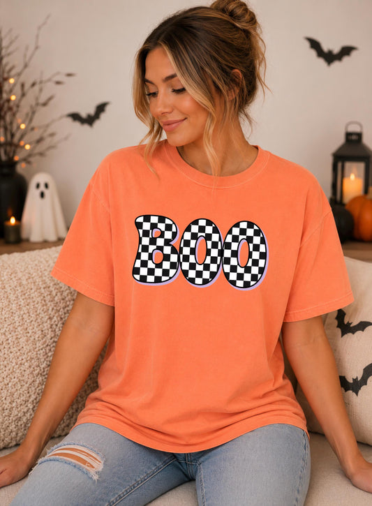 BOO Checkered Comfort Colors® Tee
