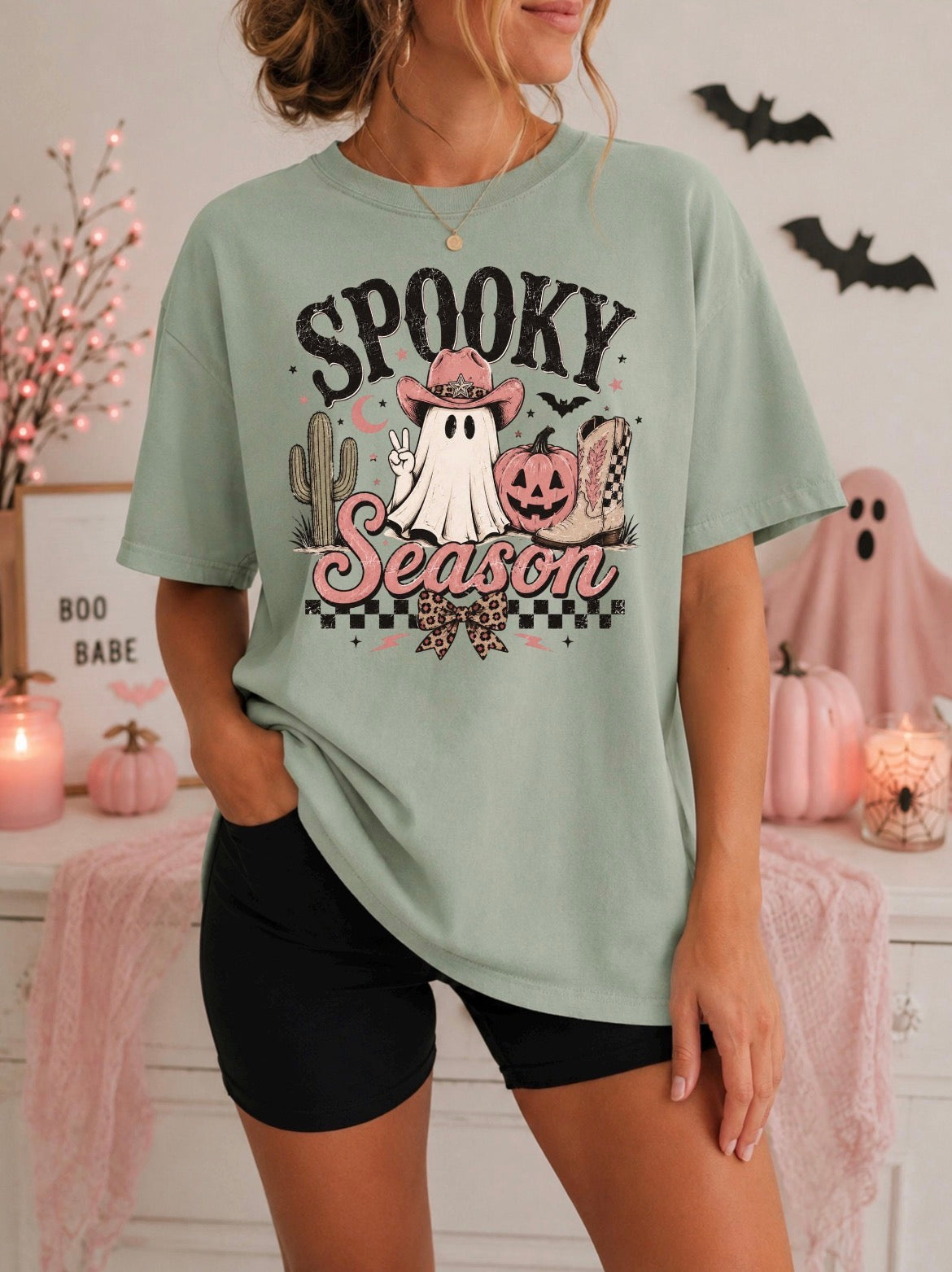 Spooky Season Cowgirl Ghost Comfort Colors® Tee