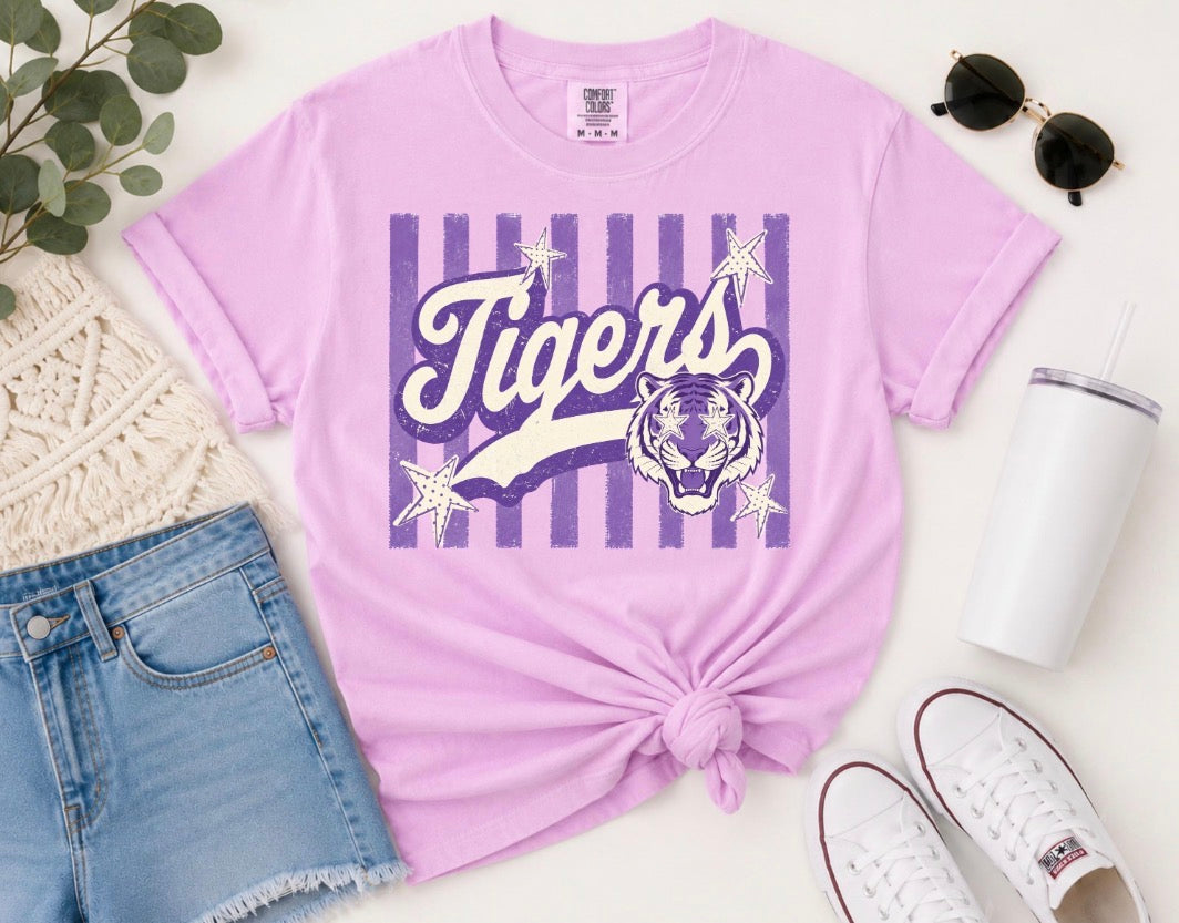 Retro Striped Tigers Comfort Colors® Tee