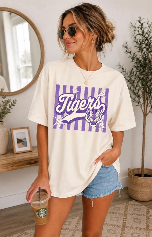 Retro Striped Tigers Comfort Colors® Tee