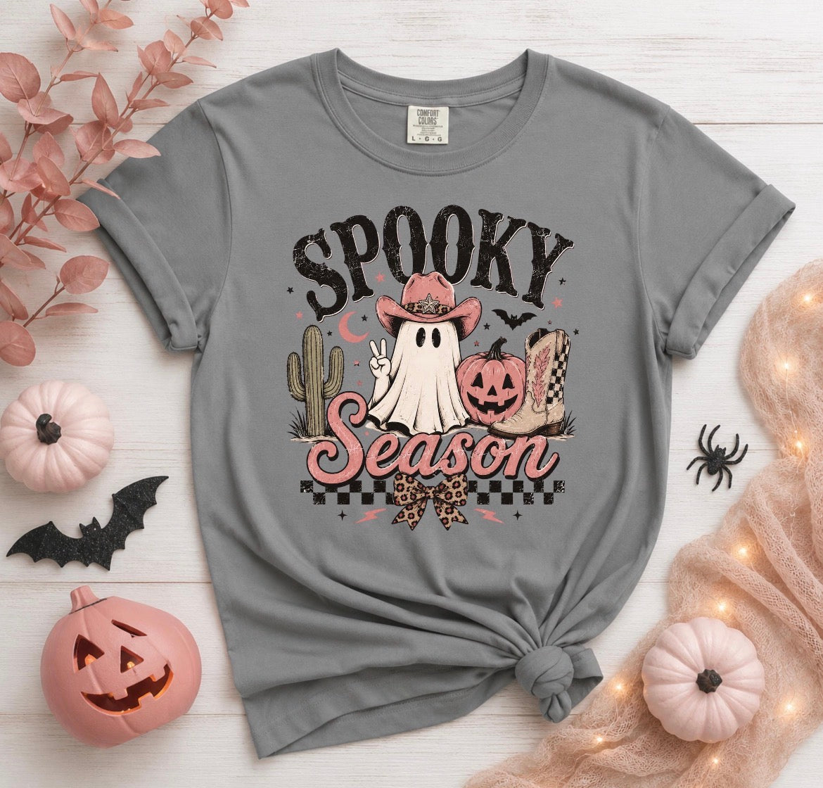 Spooky Season Cowgirl Ghost Comfort Colors® Tee