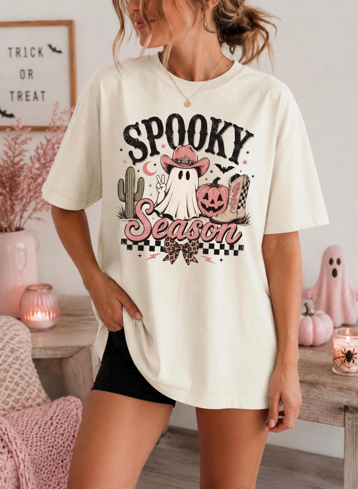 Spooky Season Cowgirl Ghost Comfort Colors® Tee