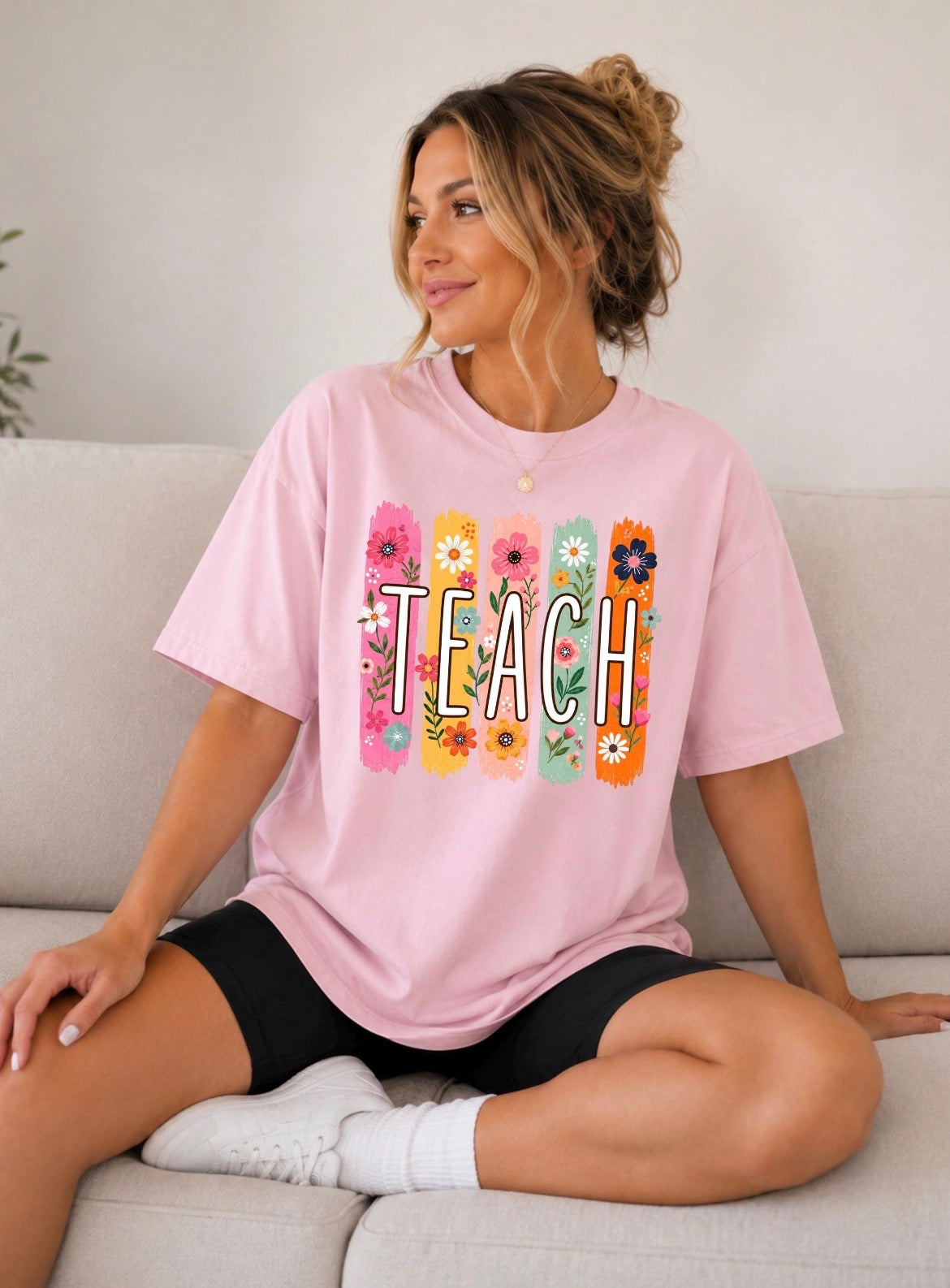 Teach Floral Comfort Colors® Tee