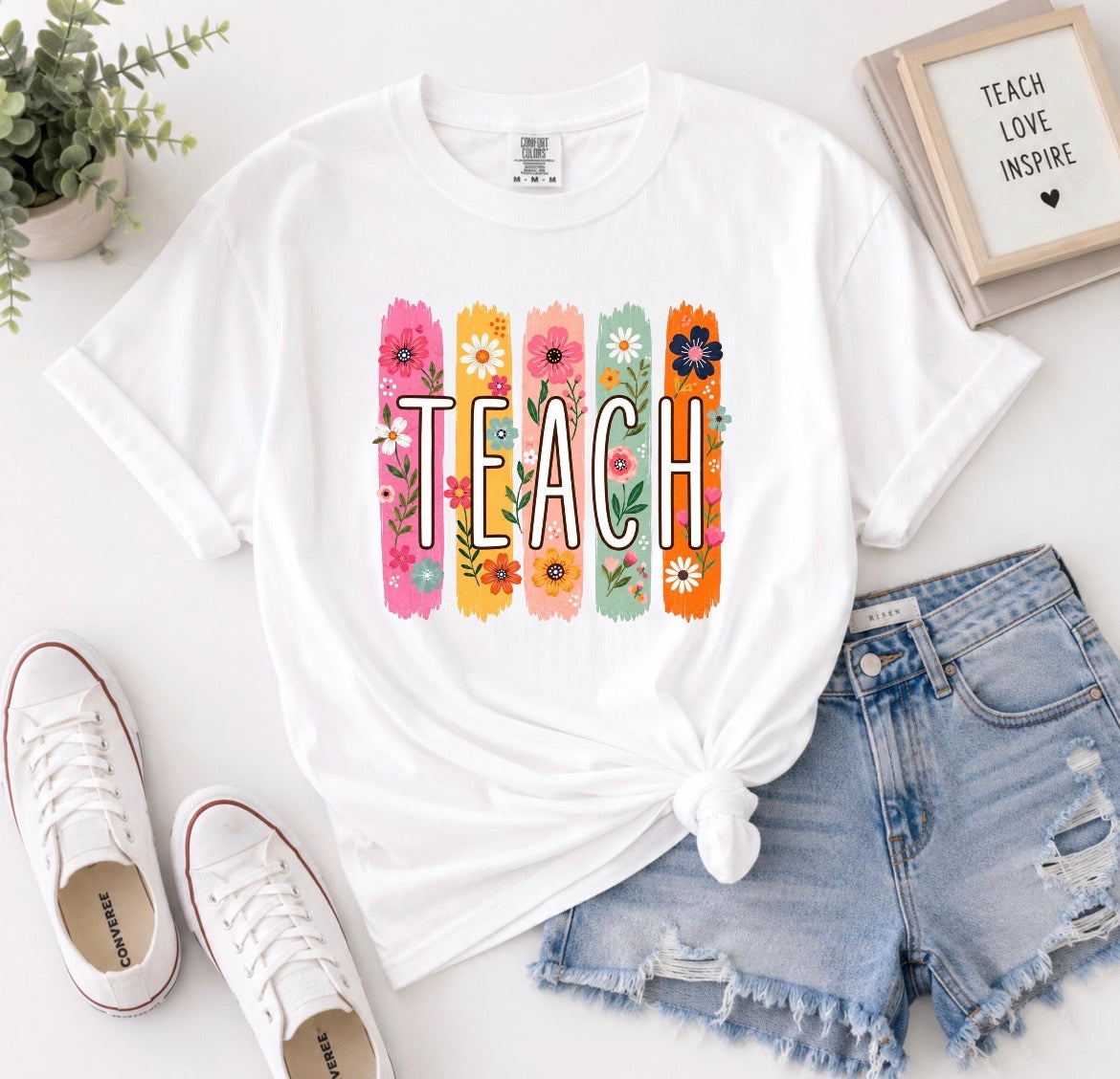 Teach Floral Comfort Colors® Tee